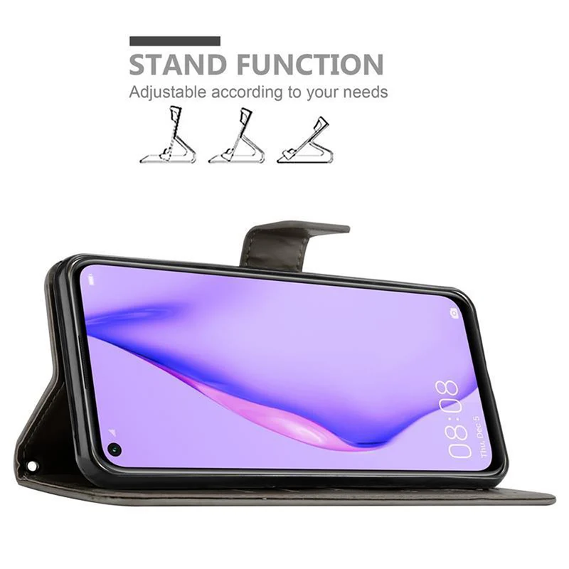 Cadorabo Hülle kompatibel mit Huawei NOVA 6 SE / P40 LITE / NOVA 7i Schutzhülle im Blumen Design mit Magnetverschluss, Standfunktion und Kartenfächern