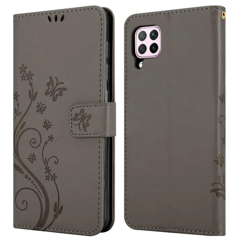Cadorabo Hülle kompatibel mit Huawei NOVA 6 SE / P40 LITE / NOVA 7i Schutzhülle im Blumen Design mit Magnetverschluss, Standfunktion und Kartenfächern