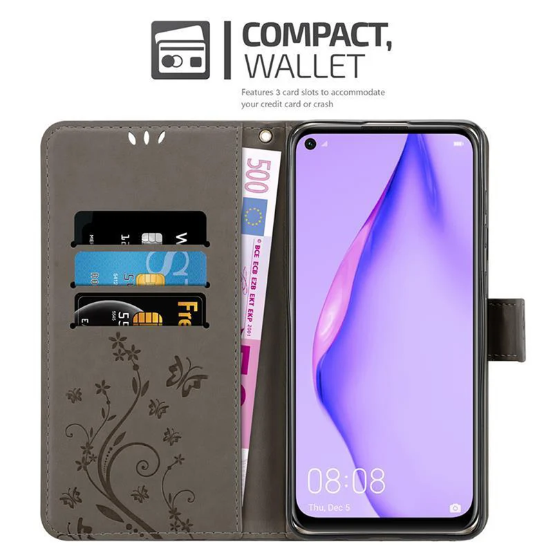 Cadorabo Hülle kompatibel mit Huawei NOVA 6 SE / P40 LITE / NOVA 7i Schutzhülle im Blumen Design mit Magnetverschluss, Standfunktion und Kartenfächern
