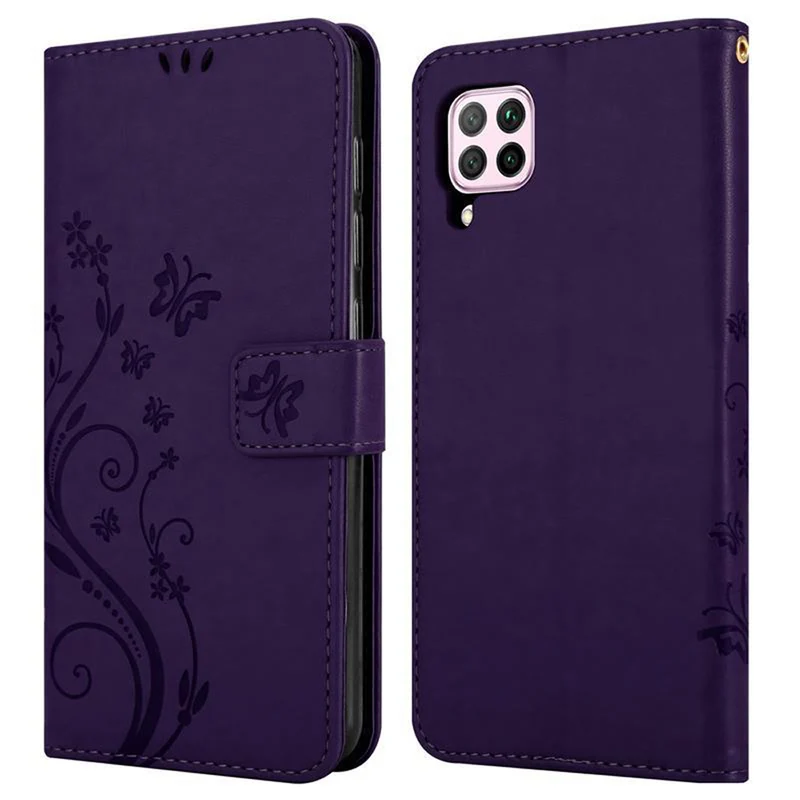 Cadorabo Hülle kompatibel mit Huawei NOVA 6 SE / P40 LITE / NOVA 7i Schutzhülle im Blumen Design mit Magnetverschluss, Standfunktion und Kartenfächern