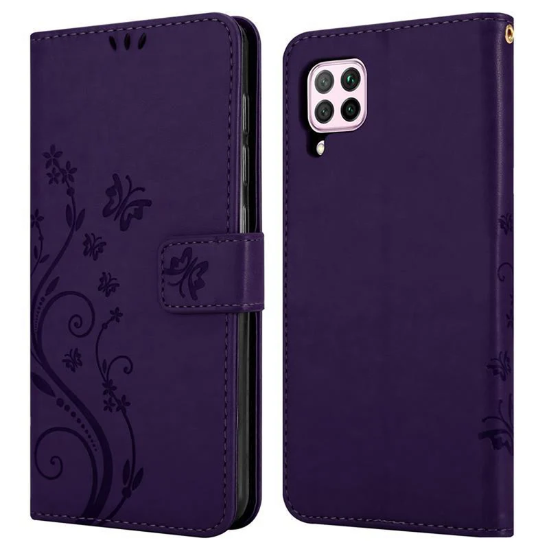 Cadorabo Hülle kompatibel mit Huawei NOVA 6 SE / P40 LITE / NOVA 7i Schutzhülle im Blumen Design mit Magnetverschluss, Standfunktion und Kartenfächern