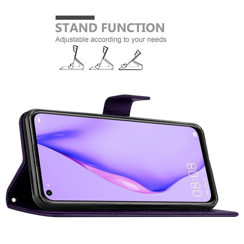 Cadorabo Hülle kompatibel mit Huawei NOVA 6 SE / P40 LITE / NOVA 7i Schutzhülle im Blumen Design mit Magnetverschluss, Standfunktion und Kartenfächern