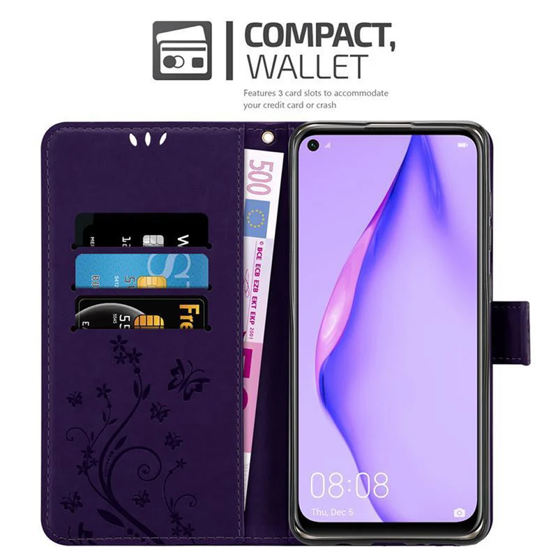 Cadorabo Hülle kompatibel mit Huawei NOVA 6 SE / P40 LITE / NOVA 7i Schutzhülle im Blumen Design mit Magnetverschluss, Standfunktion und Kartenfächern