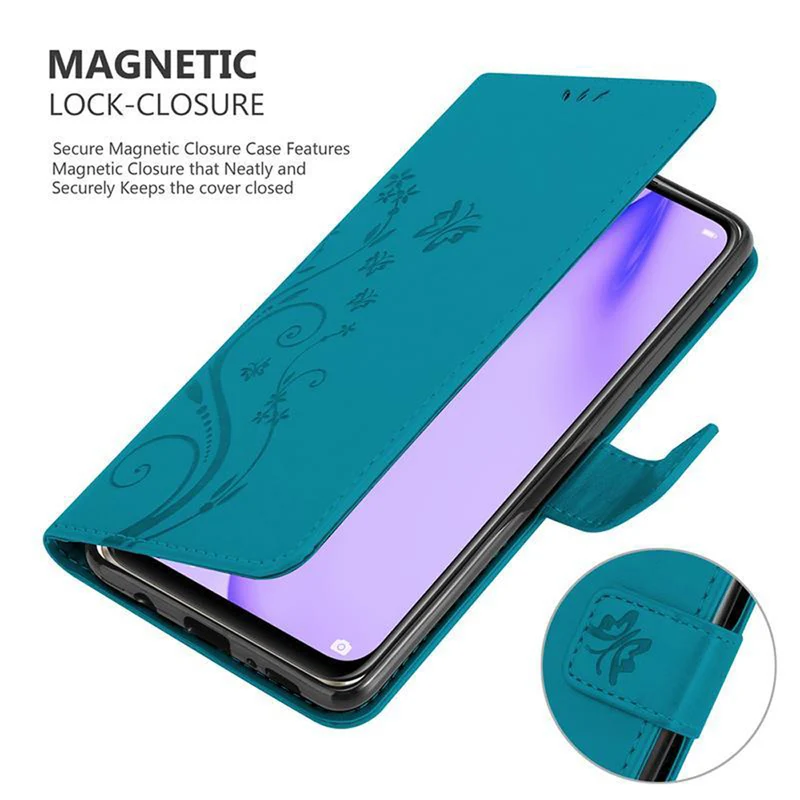 Cadorabo Hülle kompatibel mit Huawei NOVA 6 SE / P40 LITE / NOVA 7i Schutzhülle im Blumen Design mit Magnetverschluss, Standfunktion und Kartenfächern