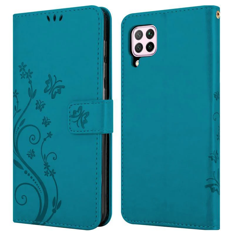 Cadorabo Hülle kompatibel mit Huawei NOVA 6 SE / P40 LITE / NOVA 7i Schutzhülle im Blumen Design mit Magnetverschluss, Standfunktion und Kartenfächern