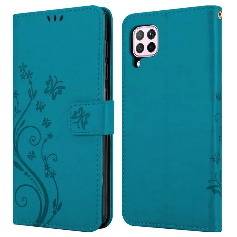 Cadorabo Hülle kompatibel mit Huawei NOVA 6 SE / P40 LITE / NOVA 7i Schutzhülle im Blumen Design mit Magnetverschluss, Standfunktion und Kartenfächern
