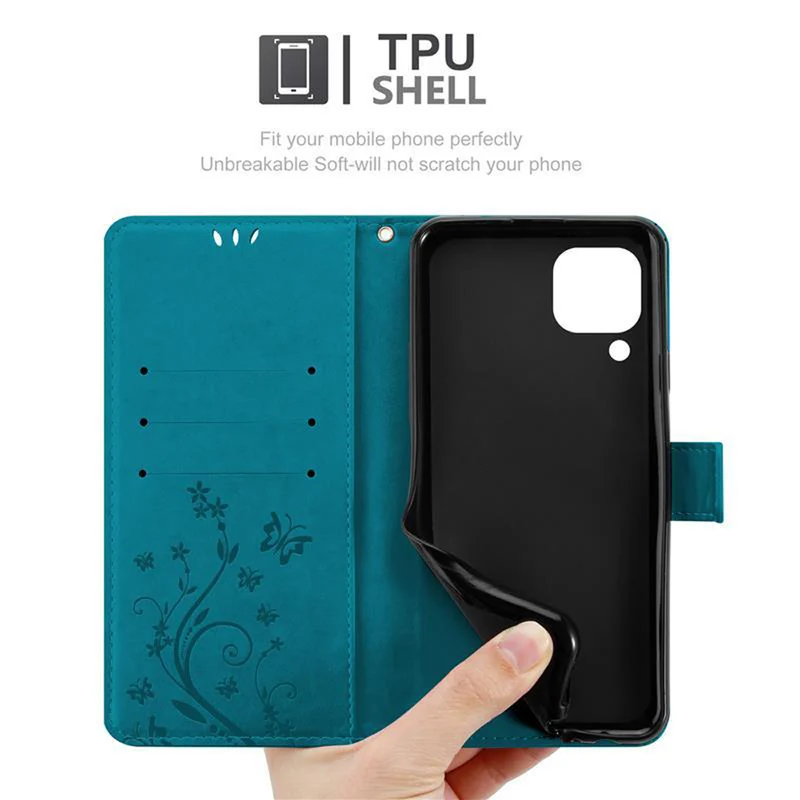 Cadorabo Hülle kompatibel mit Huawei NOVA 6 SE / P40 LITE / NOVA 7i Schutzhülle im Blumen Design mit Magnetverschluss, Standfunktion und Kartenfächern