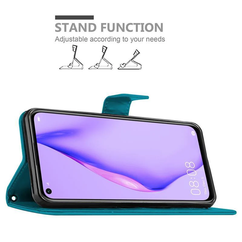 Cadorabo Hülle kompatibel mit Huawei NOVA 6 SE / P40 LITE / NOVA 7i Schutzhülle im Blumen Design mit Magnetverschluss, Standfunktion und Kartenfächern