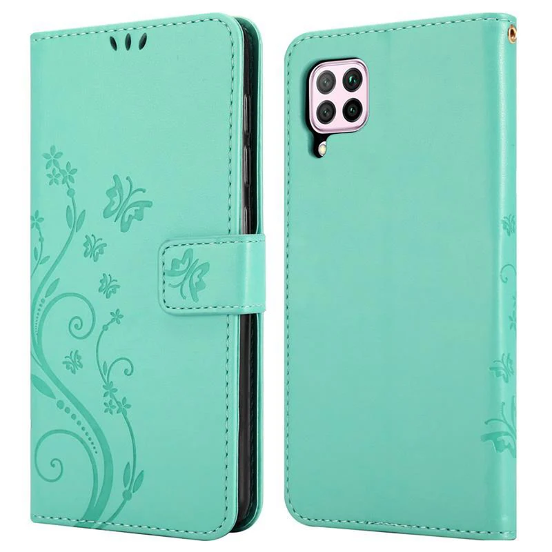 Cadorabo Hülle kompatibel mit Huawei NOVA 6 SE / P40 LITE / NOVA 7i Schutzhülle im Blumen Design mit Magnetverschluss, Standfunktion und Kartenfächern