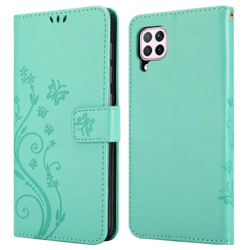 Cadorabo Hülle kompatibel mit Huawei NOVA 6 SE / P40 LITE / NOVA 7i Schutzhülle im Blumen Design mit Magnetverschluss, Standfunktion und Kartenfächern