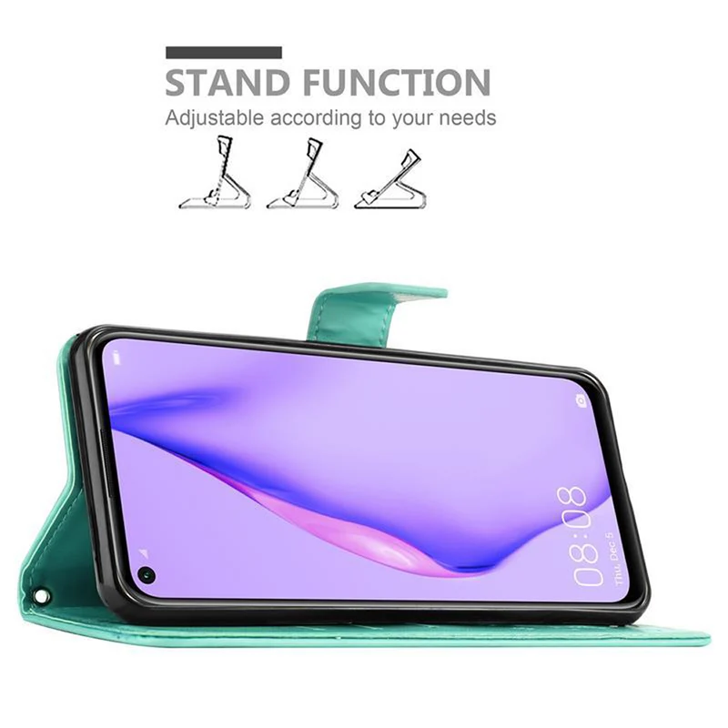 Cadorabo Hülle kompatibel mit Huawei NOVA 6 SE / P40 LITE / NOVA 7i Schutzhülle im Blumen Design mit Magnetverschluss, Standfunktion und Kartenfächern
