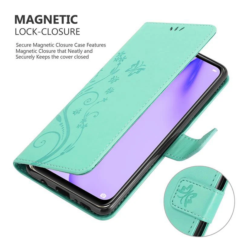Cadorabo Hülle kompatibel mit Huawei NOVA 6 SE / P40 LITE / NOVA 7i Schutzhülle im Blumen Design mit Magnetverschluss, Standfunktion und Kartenfächern