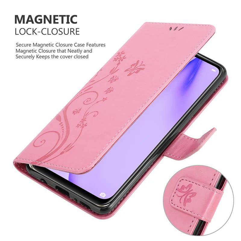 Cadorabo Hülle kompatibel mit Huawei NOVA 6 SE / P40 LITE / NOVA 7i Schutzhülle im Blumen Design mit Magnetverschluss, Standfunktion und Kartenfächern