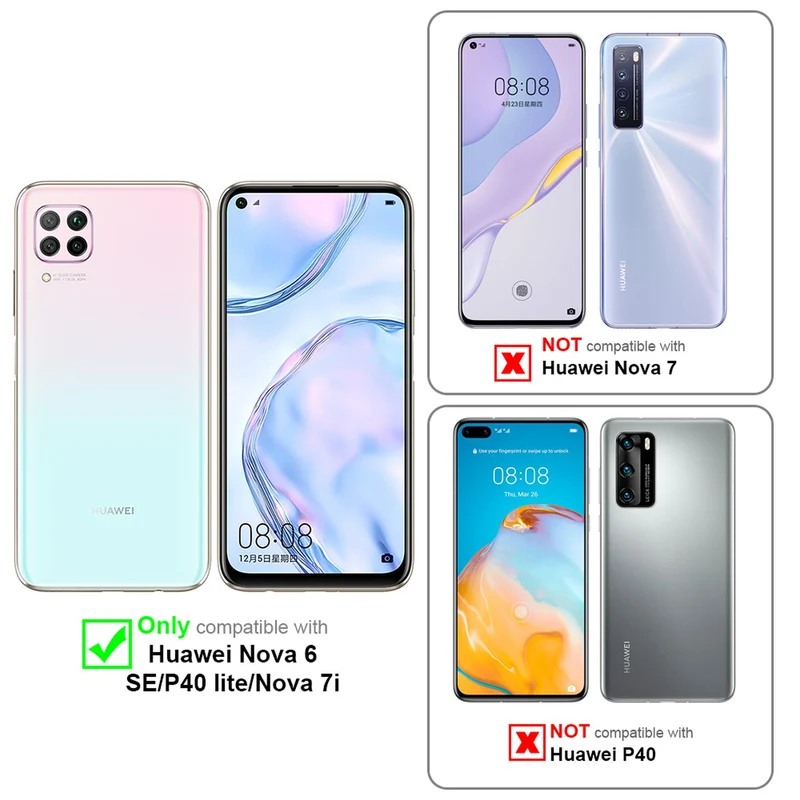 Cadorabo Hülle kompatibel mit Huawei NOVA 6 SE / P40 LITE / NOVA 7i Schutzhülle im Blumen Design mit Magnetverschluss, Standfunktion und Kartenfächern