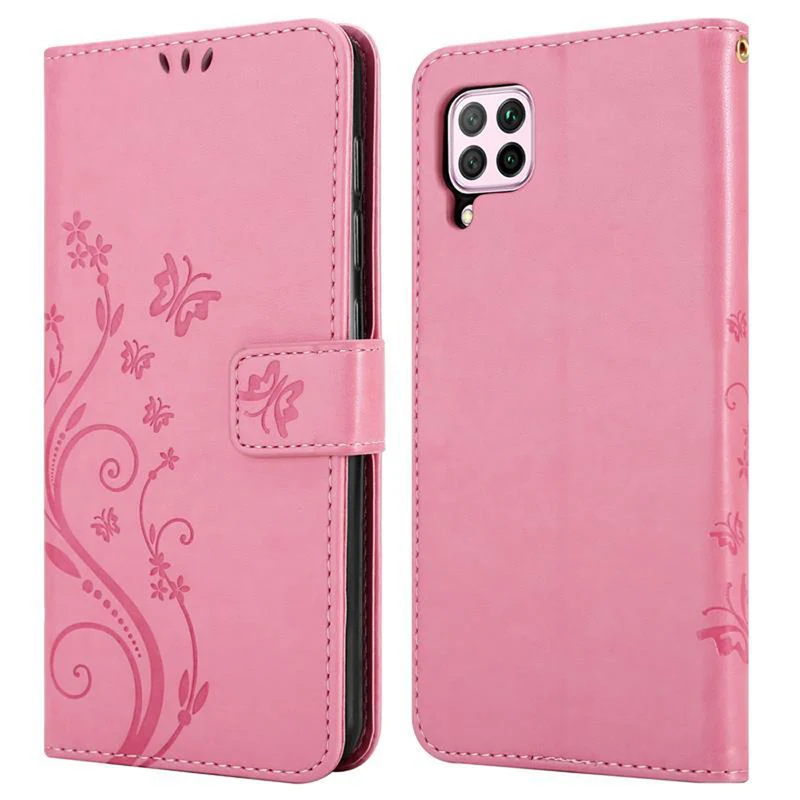 Cadorabo Hülle kompatibel mit Huawei NOVA 6 SE / P40 LITE / NOVA 7i Schutzhülle im Blumen Design mit Magnetverschluss, Standfunktion und Kartenfächern
