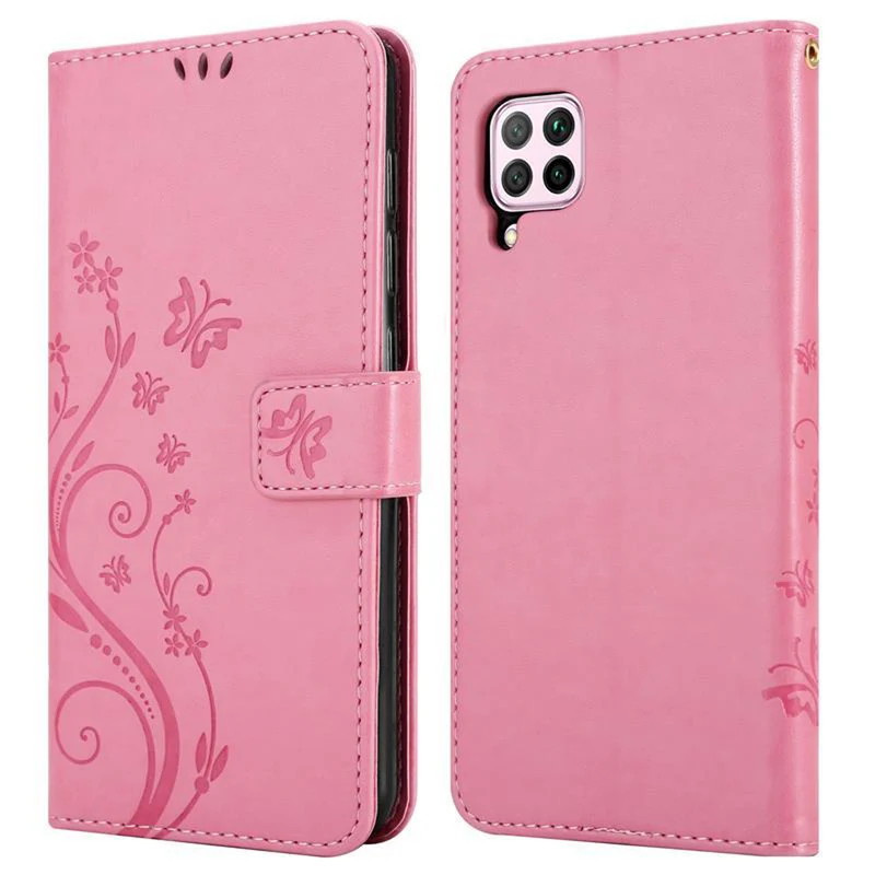 Cadorabo Hülle kompatibel mit Huawei NOVA 6 SE / P40 LITE / NOVA 7i Schutzhülle im Blumen Design mit Magnetverschluss, Standfunktion und Kartenfächern