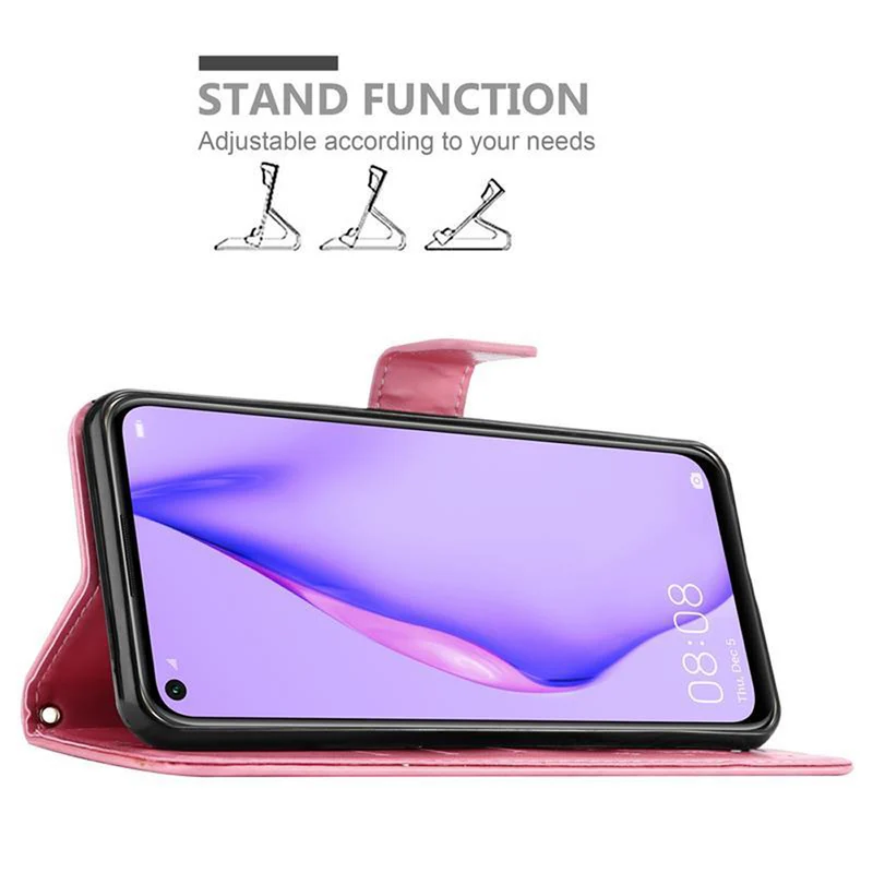 Cadorabo Hülle kompatibel mit Huawei NOVA 6 SE / P40 LITE / NOVA 7i Schutzhülle im Blumen Design mit Magnetverschluss, Standfunktion und Kartenfächern