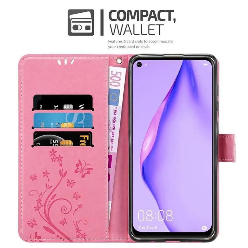 Cadorabo Hülle kompatibel mit Huawei NOVA 6 SE / P40 LITE / NOVA 7i Schutzhülle im Blumen Design mit Magnetverschluss, Standfunktion und Kartenfächern