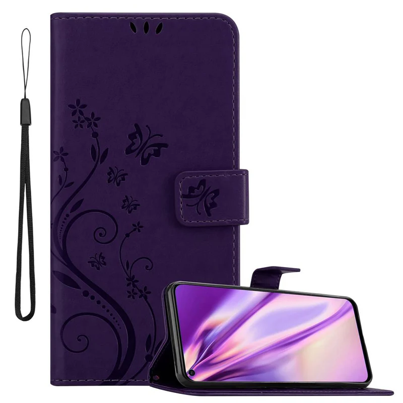 Cadorabo Hülle kompatibel mit Huawei NOVA 4 Schutzhülle im Blumen Design mit Magnetverschluss, Standfunktion und Kartenfächern