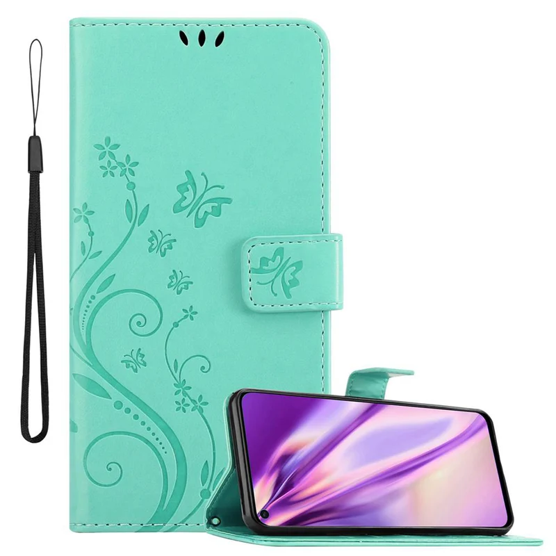 Cadorabo Hülle kompatibel mit Huawei NOVA 4 Schutzhülle im Blumen Design mit Magnetverschluss, Standfunktion und Kartenfächern
