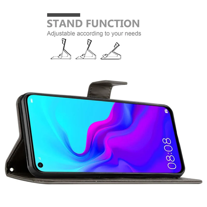 Cadorabo Hülle kompatibel mit Huawei NOVA 4 Schutzhülle im Blumen Design mit Magnetverschluss, Standfunktion und Kartenfächern