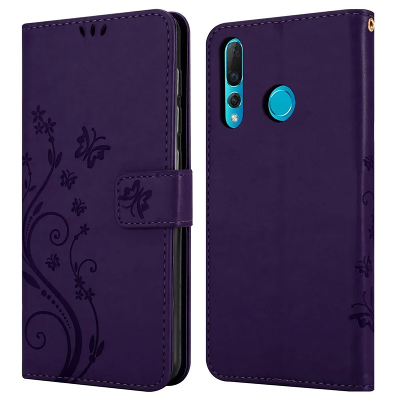 Cadorabo Hülle kompatibel mit Huawei NOVA 4 Schutzhülle im Blumen Design mit Magnetverschluss, Standfunktion und Kartenfächern