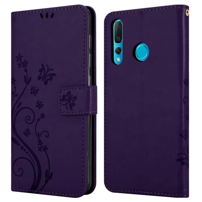 Cadorabo Hülle kompatibel mit Huawei NOVA 4 Schutzhülle im Blumen Design mit Magnetverschluss, Standfunktion und Kartenfächern