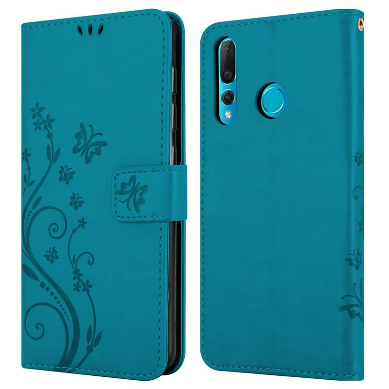 Cadorabo Hülle kompatibel mit Huawei NOVA 4 Schutzhülle im Blumen Design mit Magnetverschluss, Standfunktion und Kartenfächern
