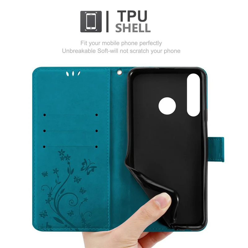 Cadorabo Hülle kompatibel mit Huawei NOVA 4 Schutzhülle im Blumen Design mit Magnetverschluss, Standfunktion und Kartenfächern