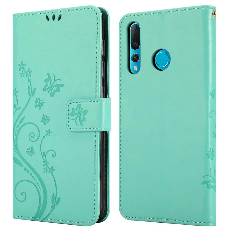 Cadorabo Hülle kompatibel mit Huawei NOVA 4 Schutzhülle im Blumen Design mit Magnetverschluss, Standfunktion und Kartenfächern