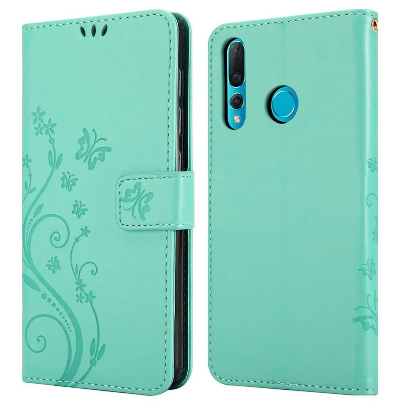 Cadorabo Hülle kompatibel mit Huawei NOVA 4 Schutzhülle im Blumen Design mit Magnetverschluss, Standfunktion und Kartenfächern