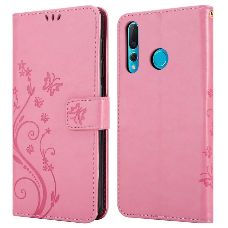 Cadorabo Hülle kompatibel mit Huawei NOVA 4 Schutzhülle im Blumen Design mit Magnetverschluss, Standfunktion und Kartenfächern