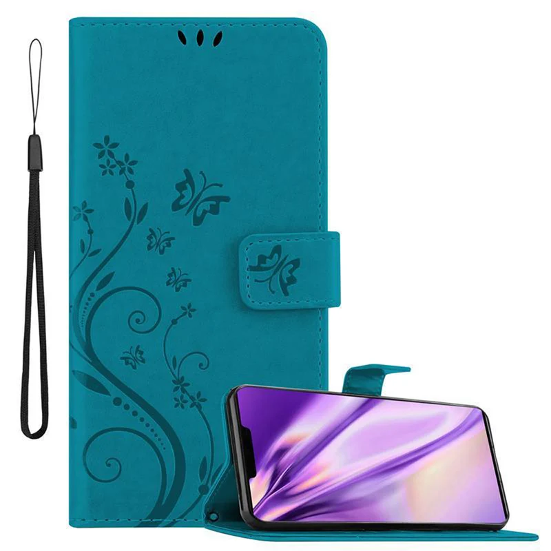 Cadorabo Hülle kompatibel mit Huawei MATE 30 PRO Schutzhülle im Blumen Design mit Magnetverschluss, Standfunktion und Kartenfächern