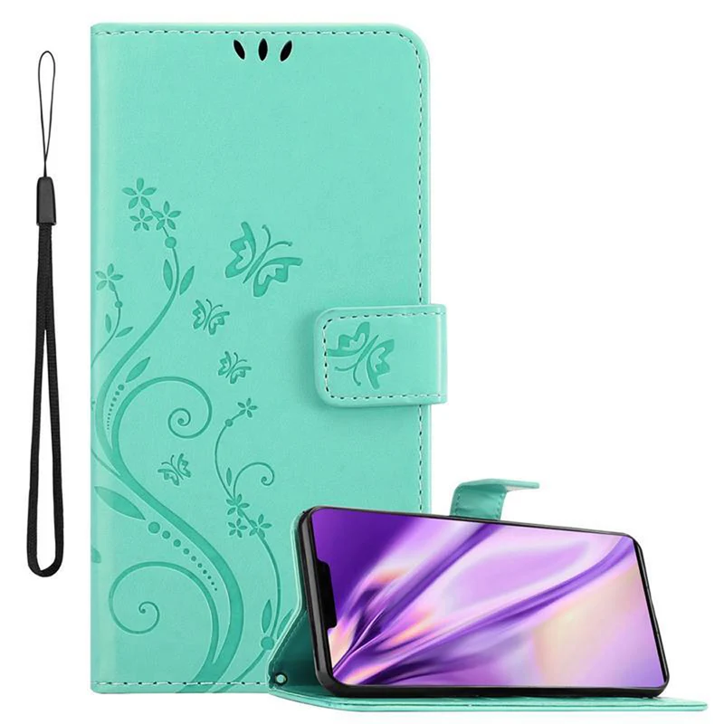 Cadorabo Hülle kompatibel mit Huawei MATE 30 PRO Schutzhülle im Blumen Design mit Magnetverschluss, Standfunktion und Kartenfächern