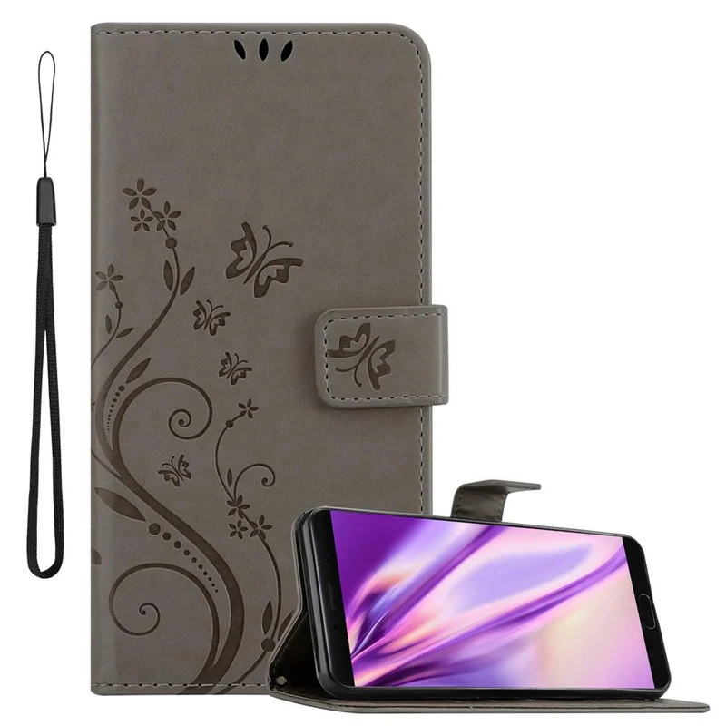 Cadorabo Hülle kompatibel mit Huawei MATE 10 / NOVA 2i Schutzhülle im Blumen Design mit Magnetverschluss, Standfunktion und Kartenfächern
