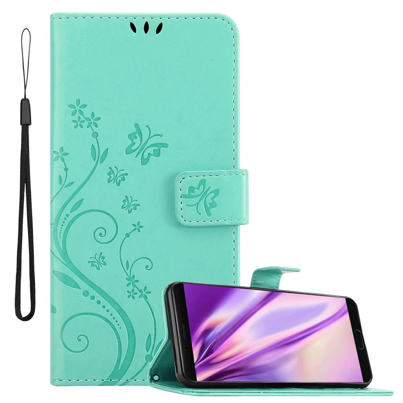 Cadorabo Hülle kompatibel mit Huawei MATE 10 / NOVA 2i Schutzhülle im Blumen Design mit Magnetverschluss, Standfunktion und Kartenfächern