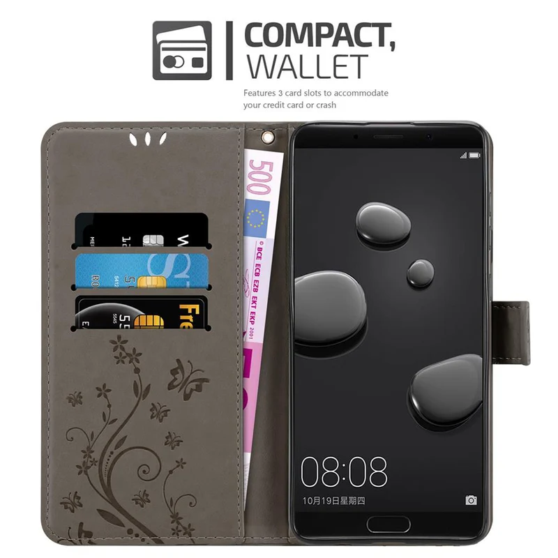 Cadorabo Hülle kompatibel mit Huawei MATE 10 / NOVA 2i Schutzhülle im Blumen Design mit Magnetverschluss, Standfunktion und Kartenfächern