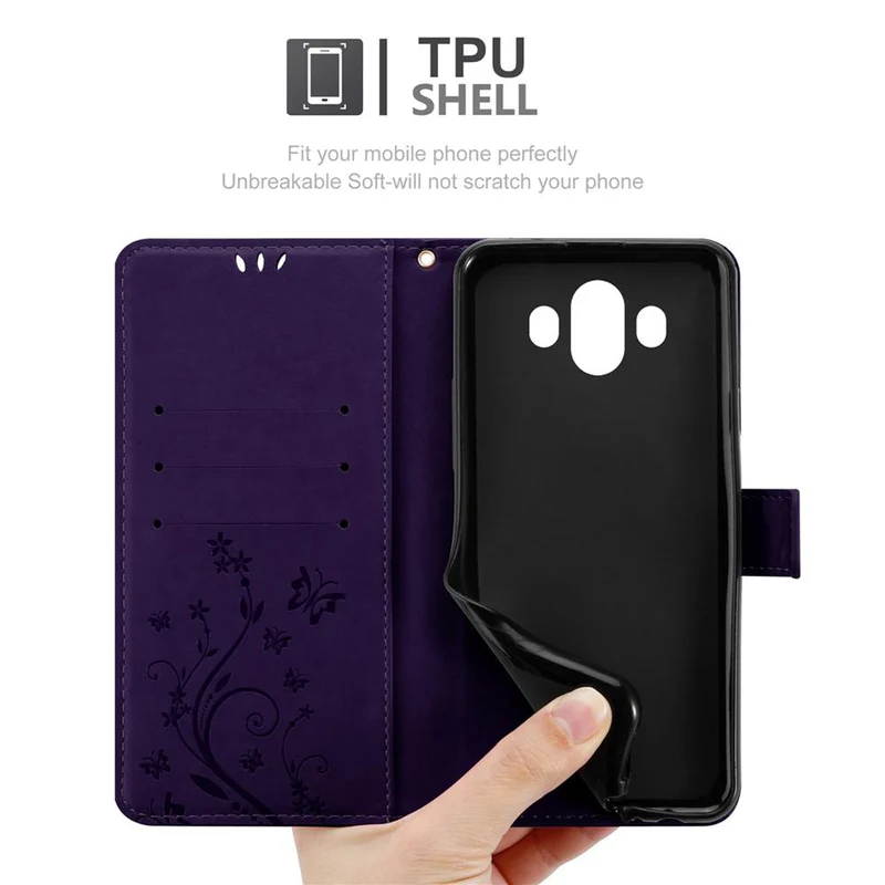 Cadorabo Hülle kompatibel mit Huawei MATE 10 / NOVA 2i Schutzhülle im Blumen Design mit Magnetverschluss, Standfunktion und Kartenfächern