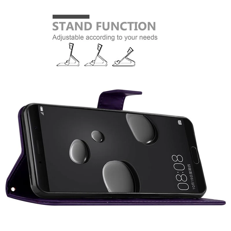 Cadorabo Hülle kompatibel mit Huawei MATE 10 / NOVA 2i Schutzhülle im Blumen Design mit Magnetverschluss, Standfunktion und Kartenfächern