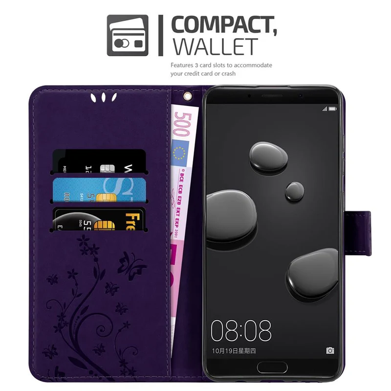 Cadorabo Hülle kompatibel mit Huawei MATE 10 / NOVA 2i Schutzhülle im Blumen Design mit Magnetverschluss, Standfunktion und Kartenfächern