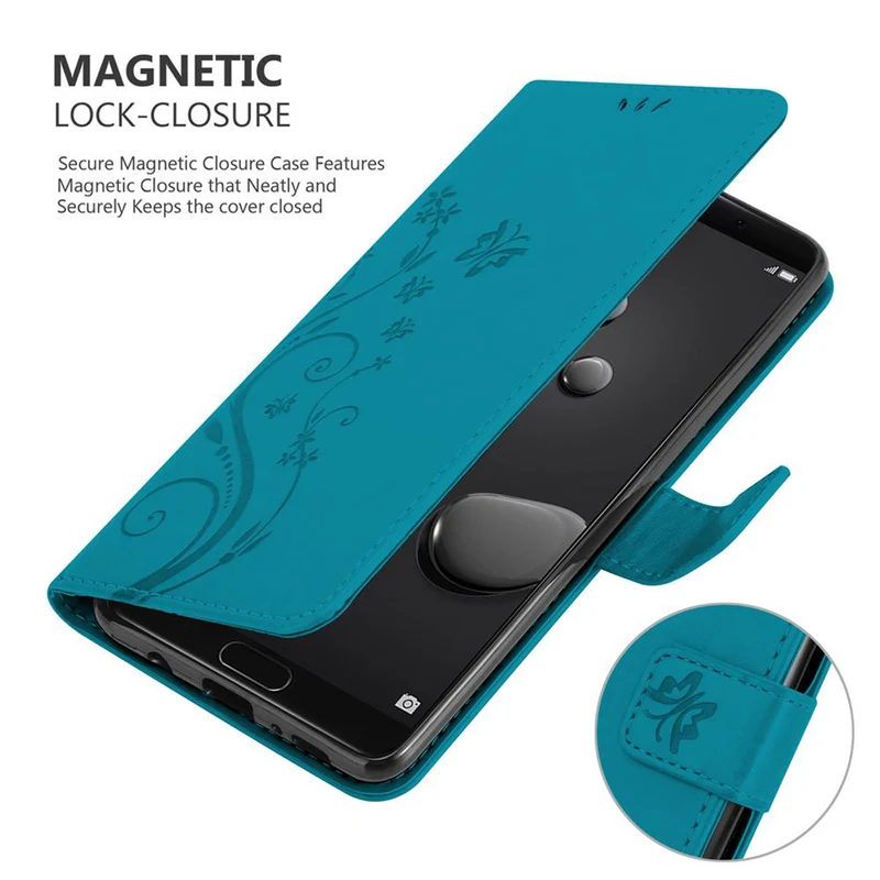 Cadorabo Hülle kompatibel mit Huawei MATE 10 / NOVA 2i Schutzhülle im Blumen Design mit Magnetverschluss, Standfunktion und Kartenfächern