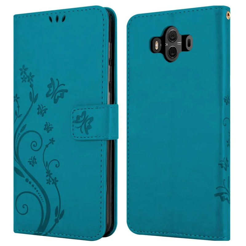 Cadorabo Hülle kompatibel mit Huawei MATE 10 / NOVA 2i Schutzhülle im Blumen Design mit Magnetverschluss, Standfunktion und Kartenfächern
