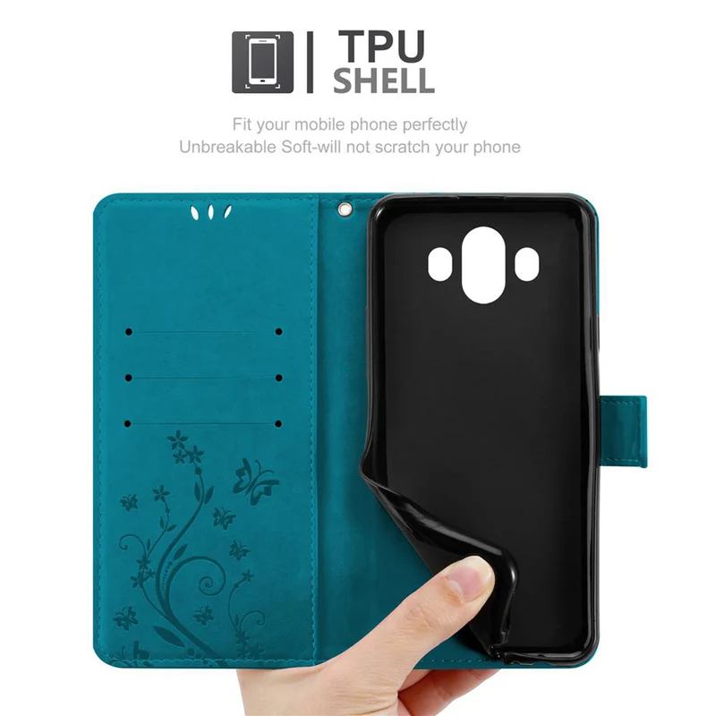 Cadorabo Hülle kompatibel mit Huawei MATE 10 / NOVA 2i Schutzhülle im Blumen Design mit Magnetverschluss, Standfunktion und Kartenfächern