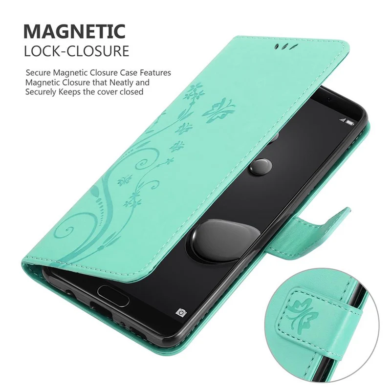 Cadorabo Hülle kompatibel mit Huawei MATE 10 / NOVA 2i Schutzhülle im Blumen Design mit Magnetverschluss, Standfunktion und Kartenfächern