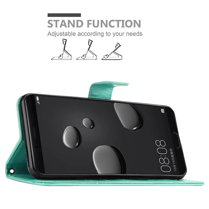 Cadorabo Hülle kompatibel mit Huawei MATE 10 / NOVA 2i Schutzhülle im Blumen Design mit Magnetverschluss, Standfunktion und Kartenfächern