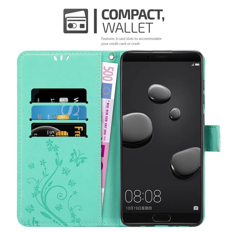 Cadorabo Hülle kompatibel mit Huawei MATE 10 / NOVA 2i Schutzhülle im Blumen Design mit Magnetverschluss, Standfunktion und Kartenfächern