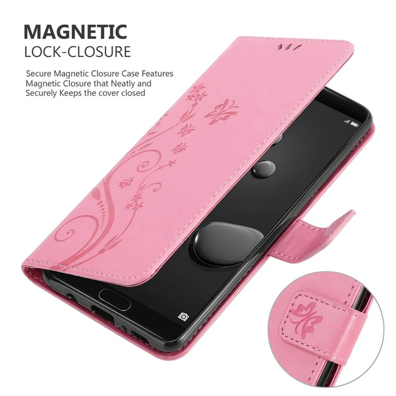 Cadorabo Hülle kompatibel mit Huawei MATE 10 / NOVA 2i Schutzhülle im Blumen Design mit Magnetverschluss, Standfunktion und Kartenfächern
