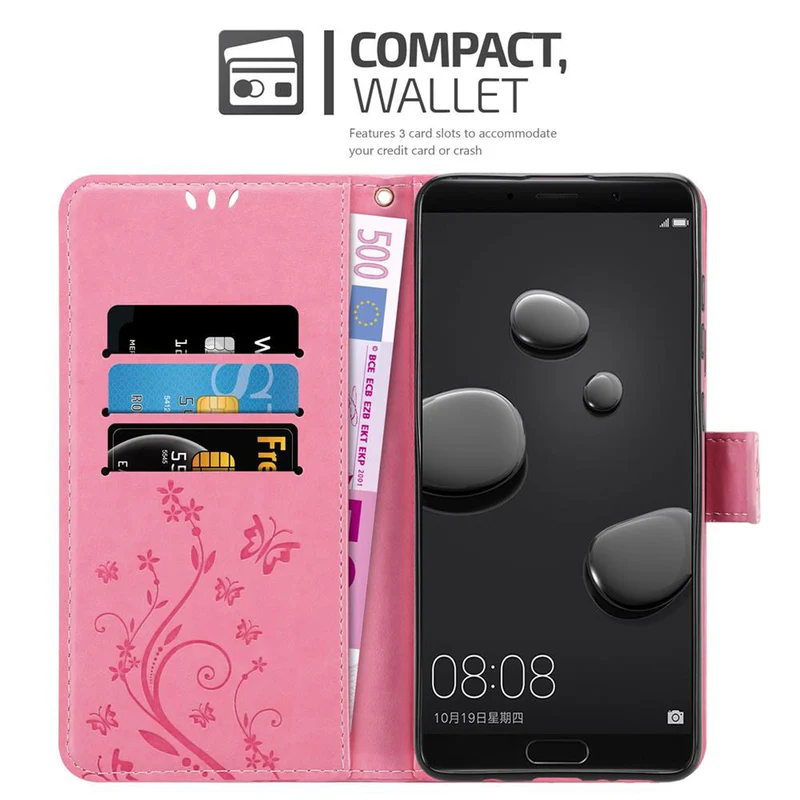 Cadorabo Hülle kompatibel mit Huawei MATE 10 / NOVA 2i Schutzhülle im Blumen Design mit Magnetverschluss, Standfunktion und Kartenfächern