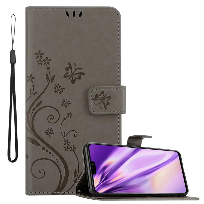 Cadorabo Hülle kompatibel mit Honor 8X Schutzhülle im Blumen Design mit Magnetverschluss, Standfunktion und Kartenfächern