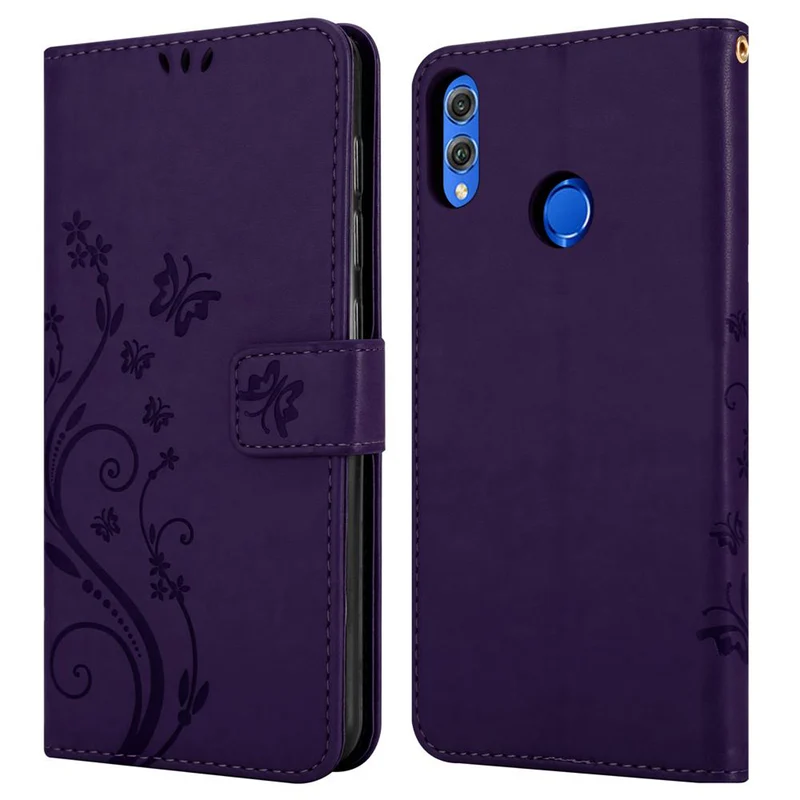 Cadorabo Hülle kompatibel mit Honor 8X Schutzhülle im Blumen Design mit Magnetverschluss, Standfunktion und Kartenfächern
